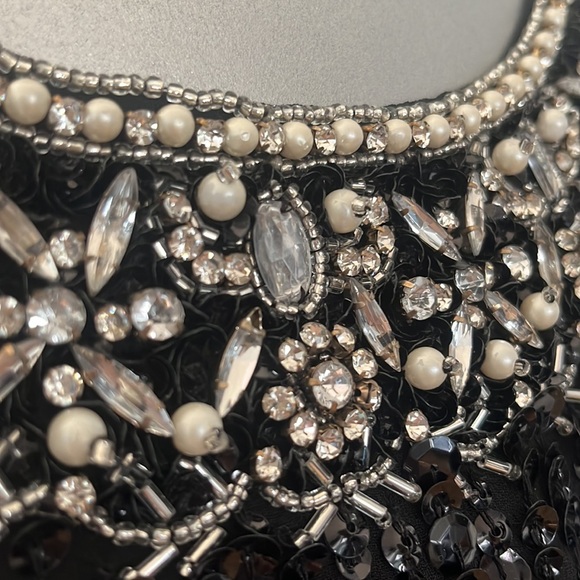 Max Duggal SLEEVELESS HIGH NECK BEADED MIDI SHEATH DRESS 10739 - Picture 13 of 15